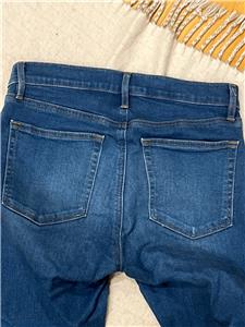 Womens LOFT Blue Jeans Skinny Crop 28/6 Jeans Cotton/Elastin Raw Edge Stretch