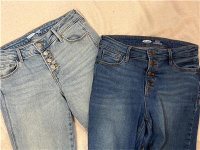 Lot of 2 Pair Womens Old Navy Rockstar 6 Jeans Blue Super Skinny Button Fly