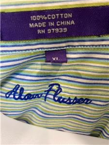 Mens Alan Flusser XL Extra Large Striped Casual Dress Shirt